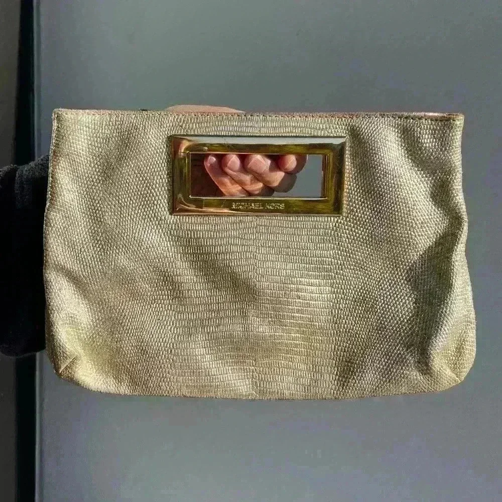 Michael Kors Gold Clutch Hand Bag